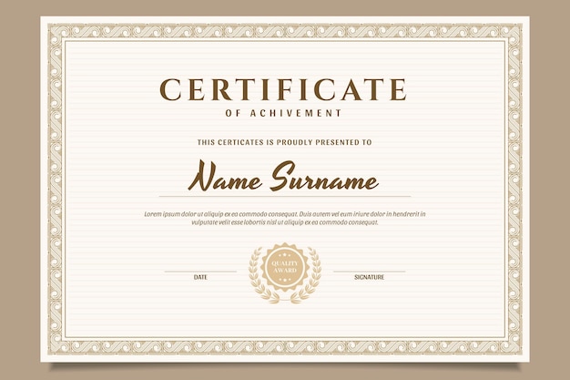 Engraving hand drawn ornamental certificate template