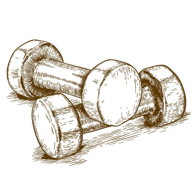 Engraving  illustration of dumbbell