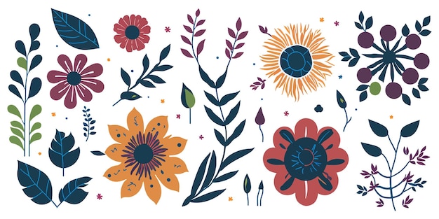 Vector enhance your designs with a chic collection of handdrawn blossom vectors