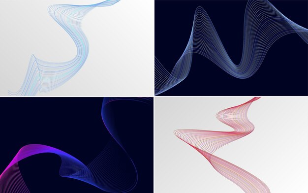 Enhance your designs with this set of 4 vector line backgrounds