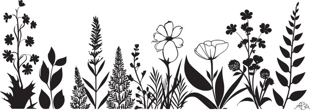 Vector enigmatic ink garden borderline black floral icon monochrome floral frame floral border vector logo