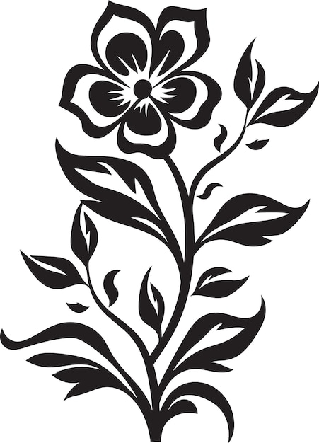 Enigmatic Nightshade Garden Black Floral Vectors