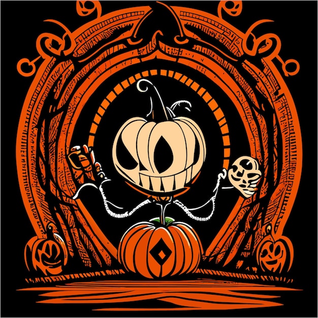 Enigmatic whispers pumpkin skull portal to halloween's tale