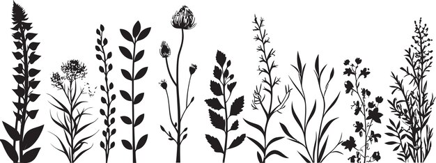 Vector enigmatische bloemen schets zwarte grensontwerp midnight garden edge botanisch vector embleem