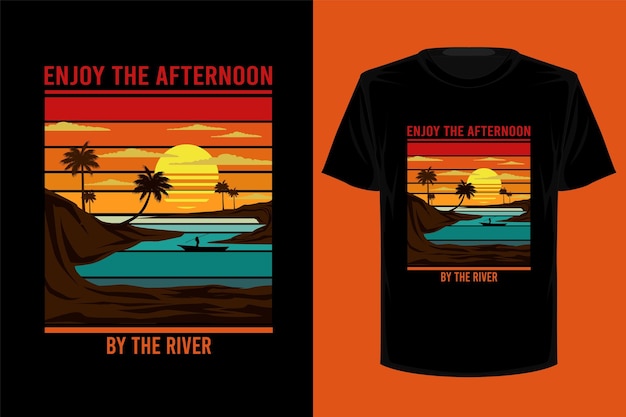 川沿いのレトロなヴィンテージTシャツのデザインで午後をお楽しみください