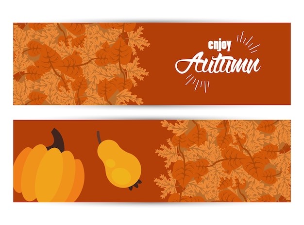 葉とドライフルーツのバナーと秋のレタリングをお楽しみください。