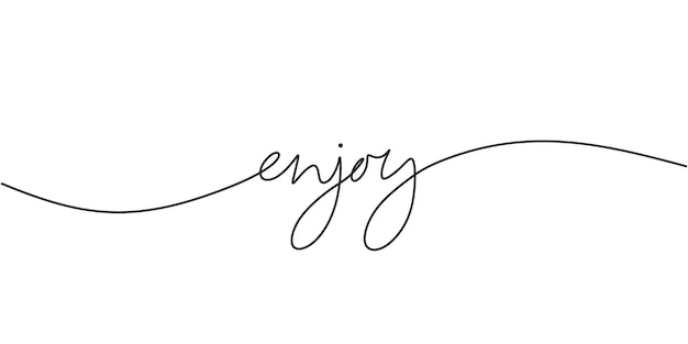 Vector enjoy continuous line art drawing text one single hand drawn minimalist typography