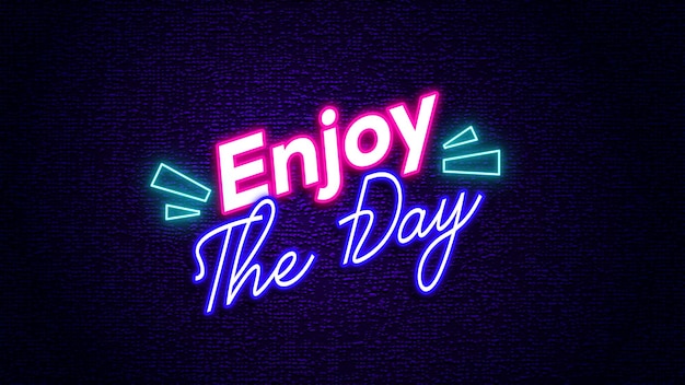 Vector enjoy the day alphabet neon sign lettering