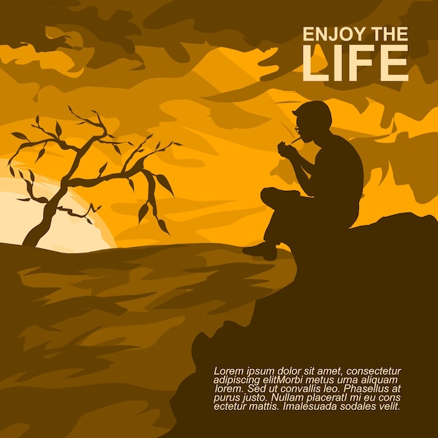 ENJOY THE LIFE POSTER SILHOUETTE ILLUSTRATION