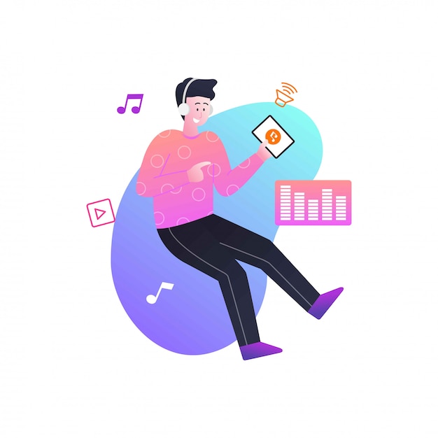 Enjoy listening to music illustration