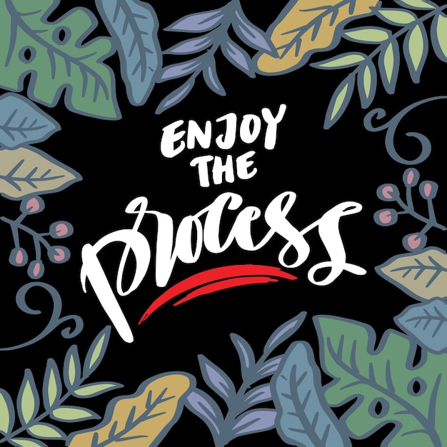 Enjoy the process hand lettering. Poster quotes.