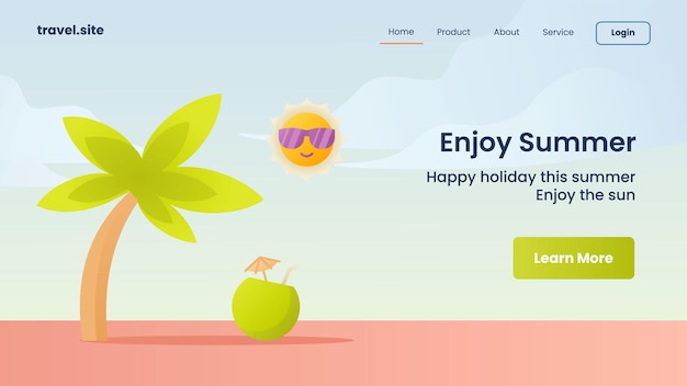 Vector enjoy summer campaign for web website home homepage landing page banner template