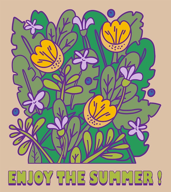 Enjoy the summer Flower concept Retro design