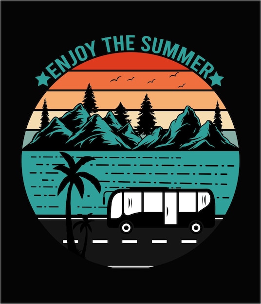 Vector enjoy the summer, summer vintage retro t-shirt design,