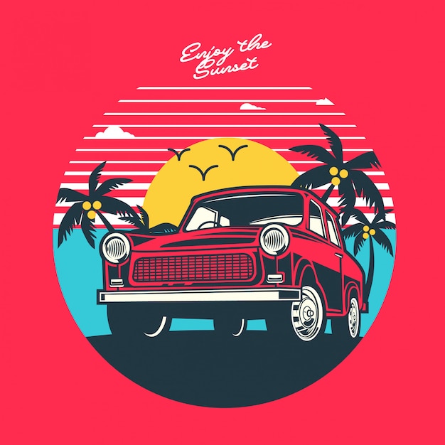 Enjoy the sunset illustration