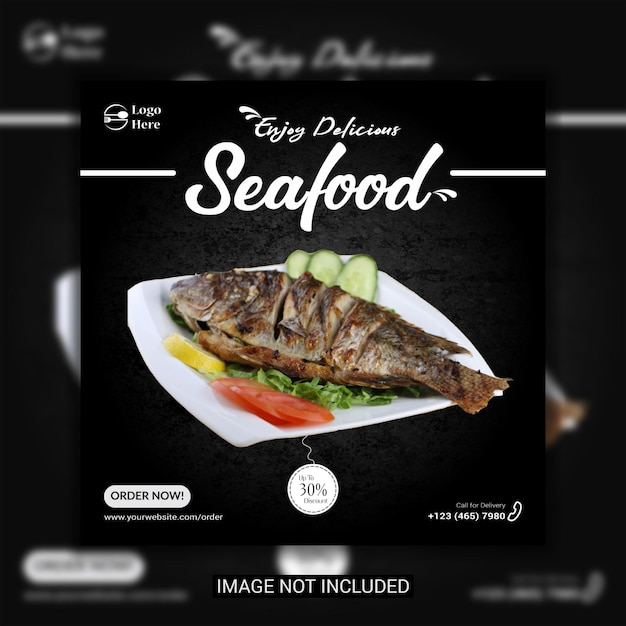 Enjoy tasty seafood social media post design template