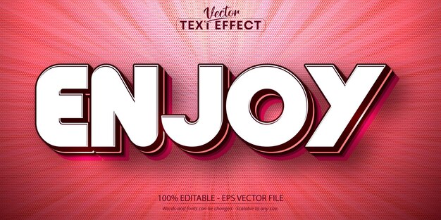 Vector enjoy text, cartoon style editable text effect