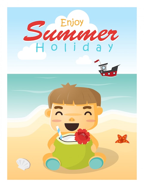 Enjoy tropical summer holiday with little boy