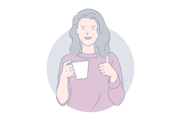 enjoying cup of coffee, concept illustration