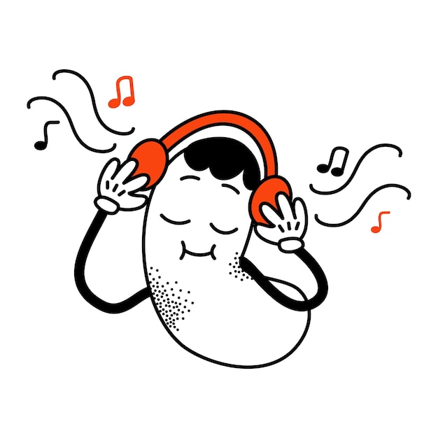 Vector enjoying music while wearing headphone