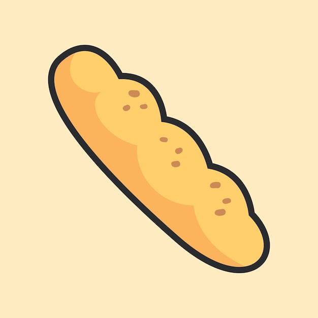 enkel lang brood met een vlakke vectorontwerp
