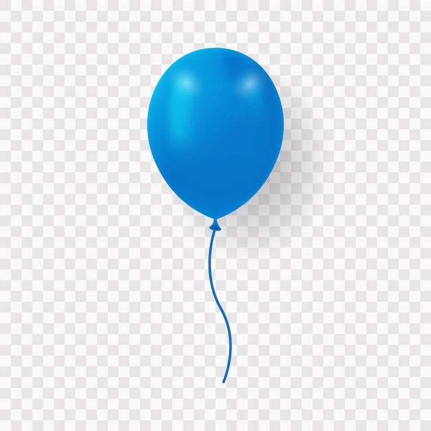 Enkele donkerblauwe ballon met lint op transparante achtergrond blauwe realistische ballon voor feest