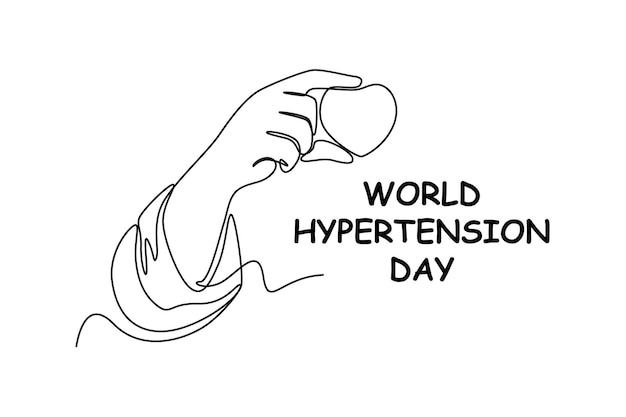 Enkele één lijntekening hou van je hart Wereld hypertensie dag concept Continu lijntekening ontwerp grafische vectorillustratie