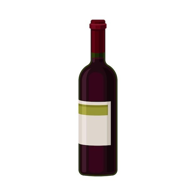 Enkele fles rode wijn met blanco label vector illustratie