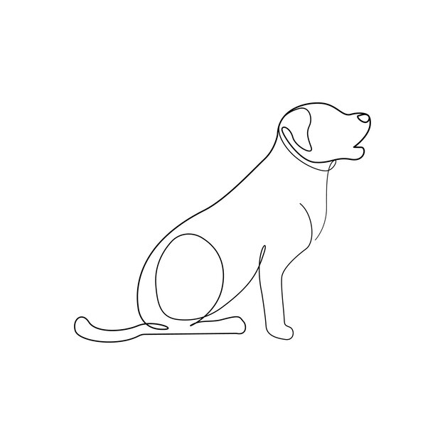 Vector enkele lijn hond overzicht continue vector kunst illustratie