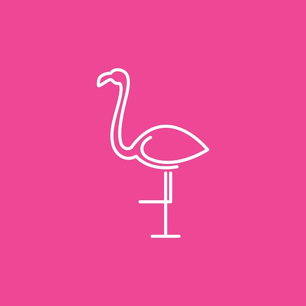 Enkele lijn vogel flamingo meer logo ontwerp vector grafisch symbool pictogram illustratie creatief idee