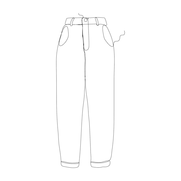 Enkele lijntekening van broek geïsoleerd op een witte achtergrond