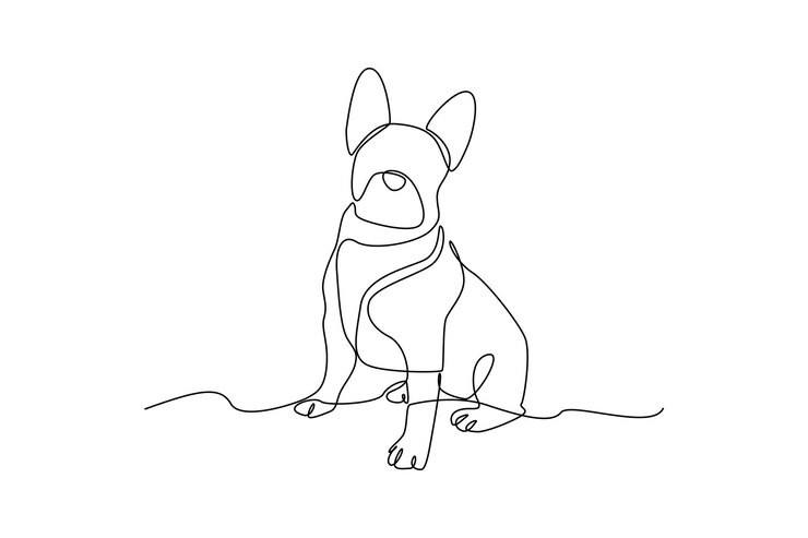 Vector enkele lijntekening van een schattige puppy stedelijk huisdierenconcept doorlopende lijntekening