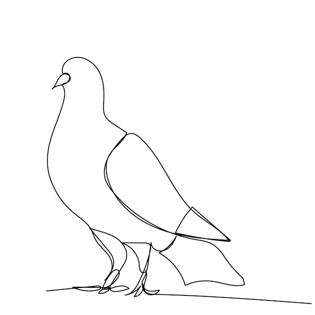 Enkele lijntekening van een vogelduif