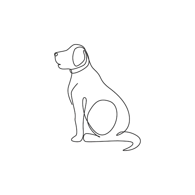Enkele lijntekening van schattige labrador retriever hond Rasechte hondenmascotte voor huisdier icoon vector