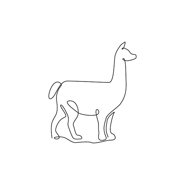 Enkele lijntekening van schattige lama voor de identiteit van het bedrijfslogo Bedrijfspictogramconcept van zoogdier