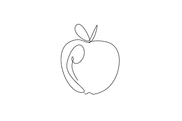 Enkele lijntekening van vers appelfruit Tropisch fruit pictogram silhouet voor plantage concept