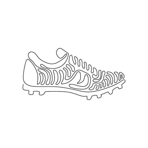 Enkele lijntekening Voetbalschoenen Voetbalschoenen Voetbal voetbalschoenen schoenplaten schoenen vector