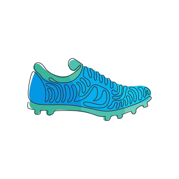 Enkele lijntekening Voetbalschoenen Voetbalschoenen Voetbal voetbalschoenen schoenplaten schoenen vector