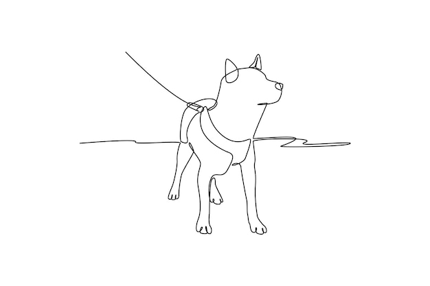 Enkele oneline tekening schattige hond Stedelijk huisdier concept Continu lijntekening