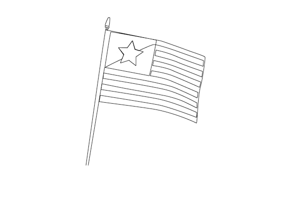 Enkele oneline tekening USA vlag wapperen in de lucht Onafhankelijke dag USA concept