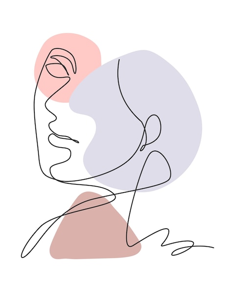 Enkele ononderbroken lijntekening mooi esthetisch portret vrouw abstract gezicht silhouet vector