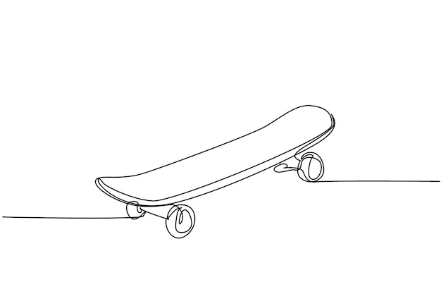 Vector enkele ononderbroken lijntekening oude retro skateboard op straat extreme klassieke sport ontwerp vector