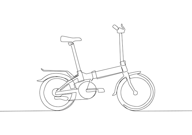 Enkele ononderbroken lijntekening van het logo van een vouwfiets Transportconcept voor twee fietsen Eén lijntekening