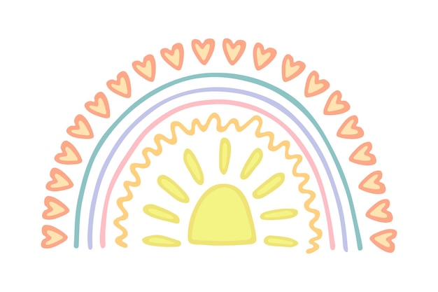 Enkele regenboog doodle illustratie Handgetekende clipart voor kaartontwerp