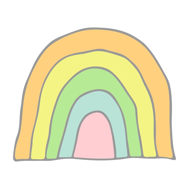 Enkele regenboog doodle illustratie Handgetekende clipart voor kaartontwerp