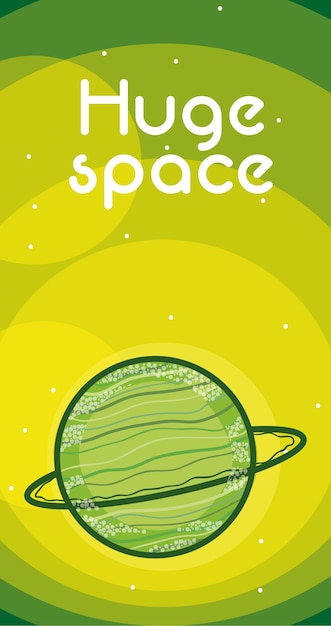 Vector enorme ruimtekaart met milkyway planeet cartoon