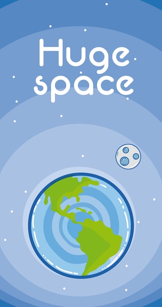 Enorme ruimtekaart met milkyway planeet cartoon