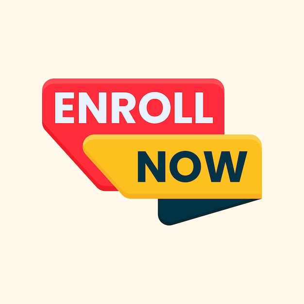 Vector enroll now text button vector