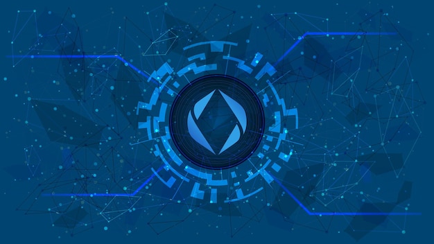 Vector ens ethereum name service token symbool in digitale cirkel met futuristische cryptocurrency thema op blauwe achtergrond cryptocurrency munt pictogram voor banner of nieuws