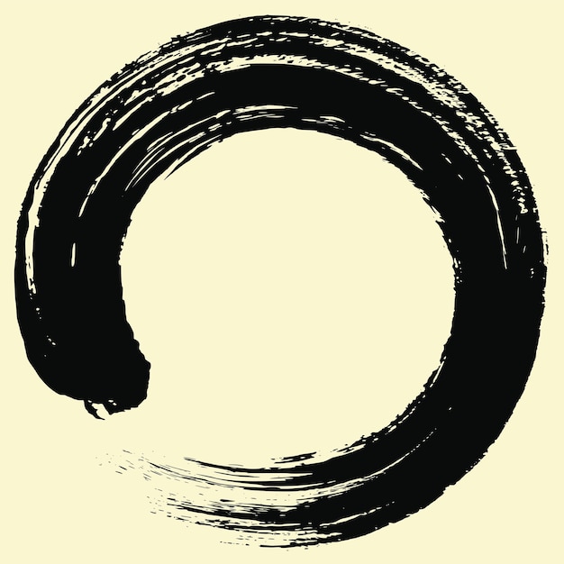 Enso Zen 일본 원형 브러시 Sumie Shodo 벡터 일러스트 잉크 로고 디자인